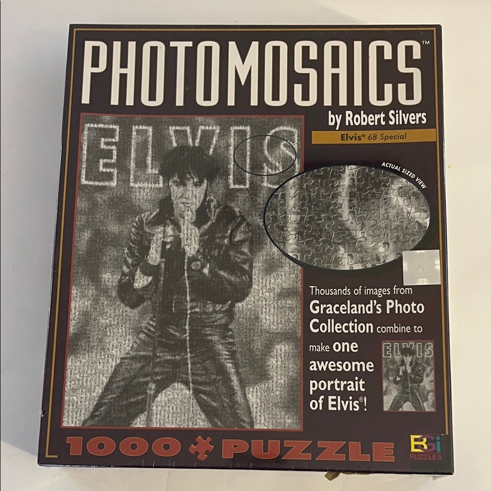 Vintage 1968 Photomosaics Elvis Puzzle by Buffalo - Black and White